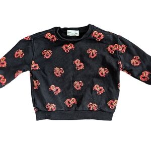 🇨🇦 Miles the Label Baby Sweater with Red Dragon Pattern 6m Organic Cotton